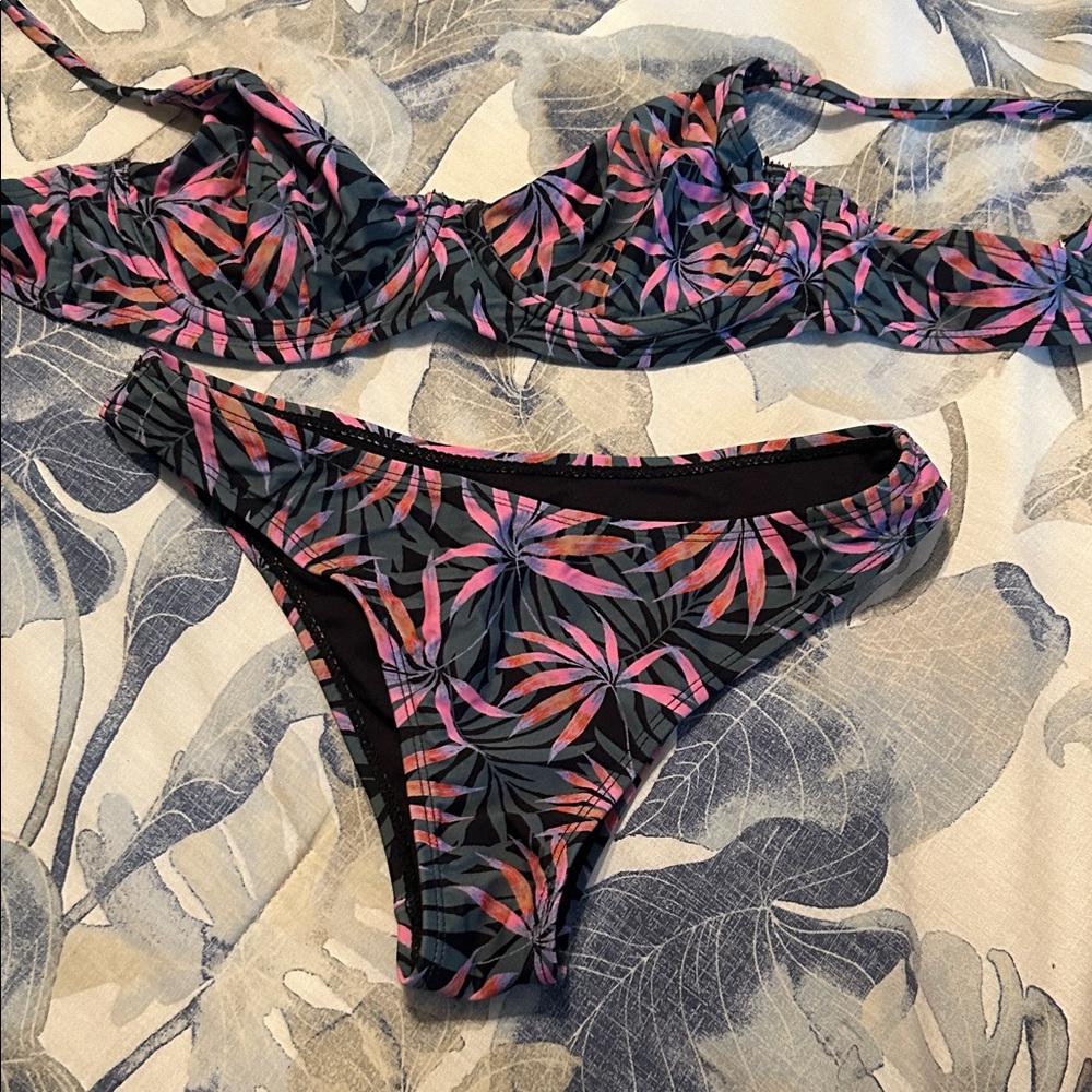 Tropical Print Bikini Set